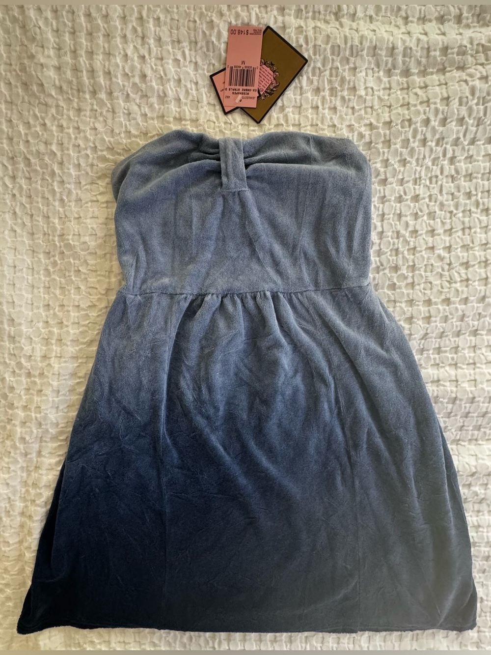 NWT Juicy Couture Swim Sz M Blue Ombre  Coverup Strapless Terry Mini Dress